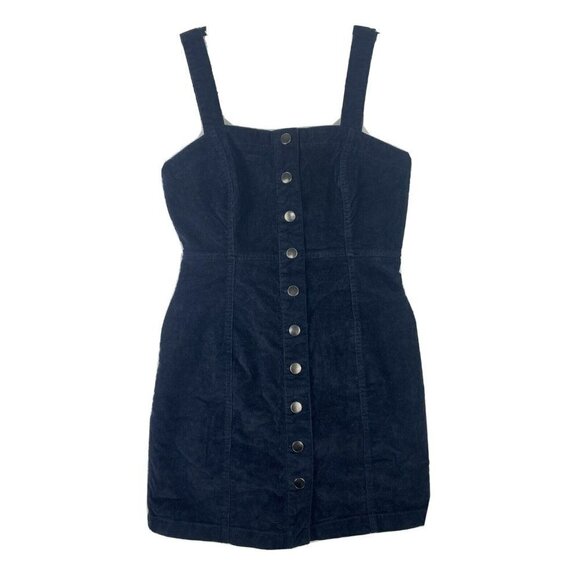 Aeropostale Mini Dress Women's Size S Corduroy Black Button Up Sleeveless - Picture 1 of 4